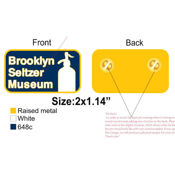 Brooklyn Seltzer Museum Pin - Image 2